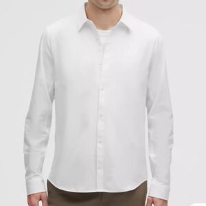 NWT Lululemon New Venture White Long-Sleeve Button Shirt Updated Slim-Fit XL